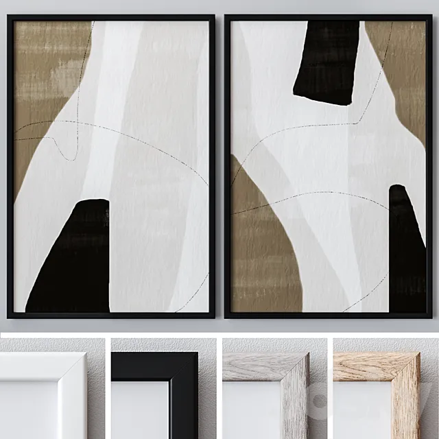 Set of large wall paintings 1402 3D Model