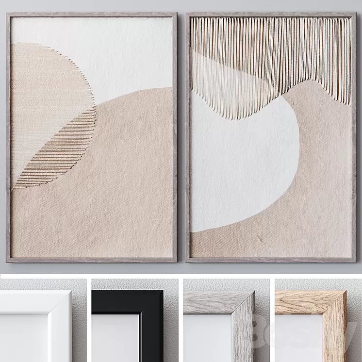 Set of large wall paintings 1657 3D Model Free