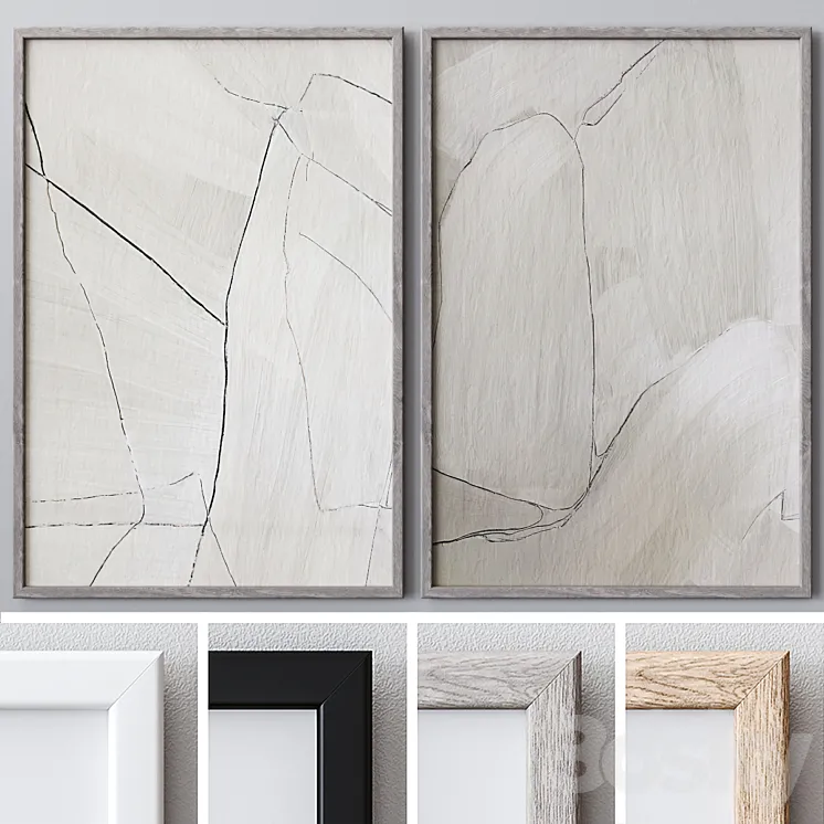 Set of large wall paintings 1735 3D Model Free