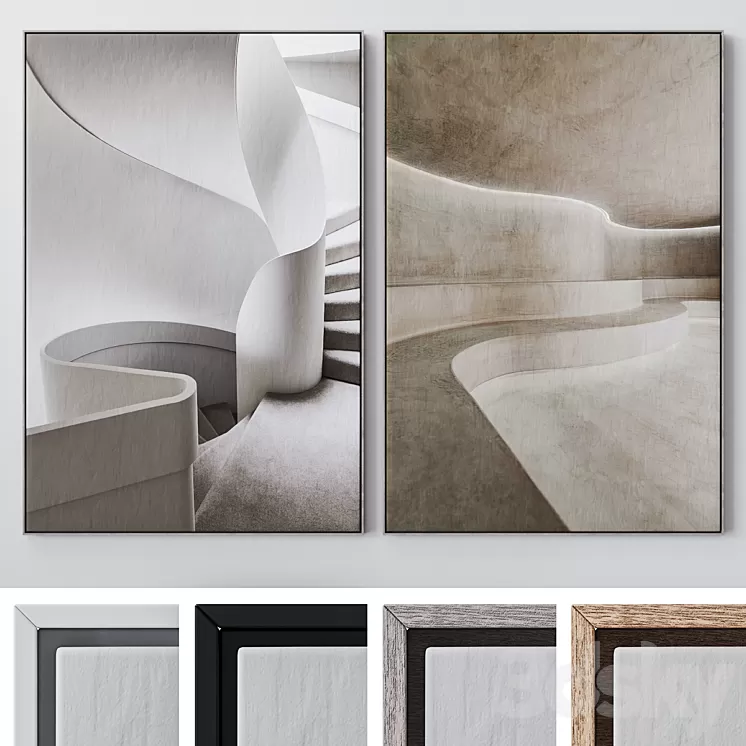 Set of large wall paintings 1848 3D Model Free