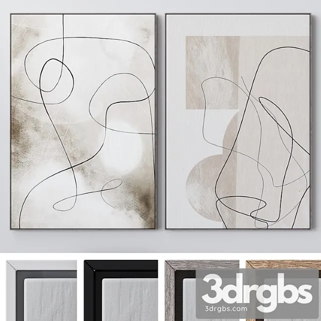 Set Of Large Wall Paintings 2074 3D Model Free