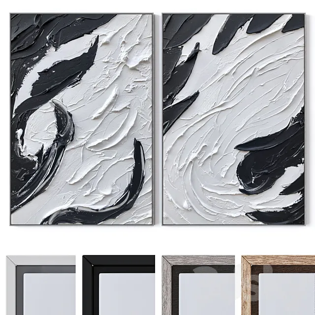 Set of large wall paintings 2563 3D Model