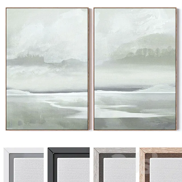 Set of large wall paintings 3164 3D Model