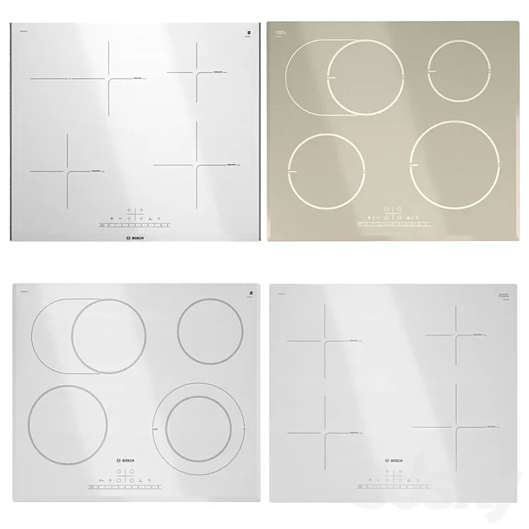 Set of light Bosch hobs 3D Model Free