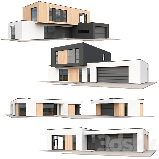 Set of low poly houses 01 3D Model