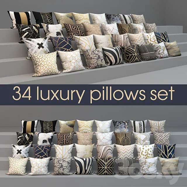Set of luxury 34 pillows. set of 34 pillows 3DModel