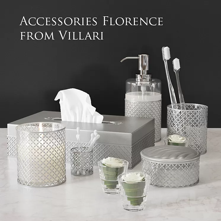 Set of luxury accessories for the bathroom from Florence Villari 3D Model
