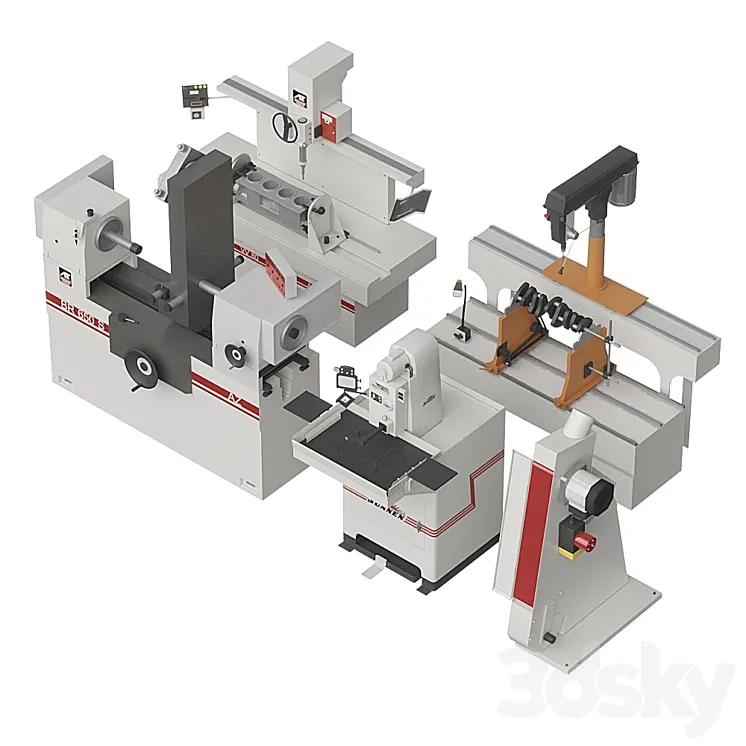 Set of machines 3D Model Free Download