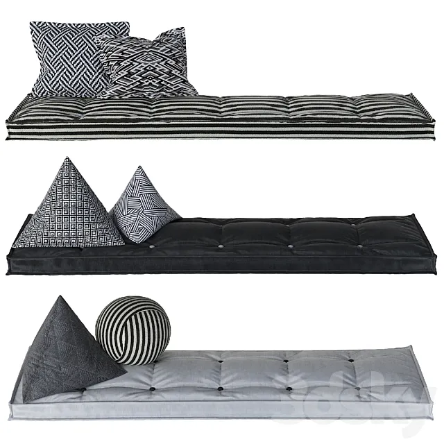 Set of matresses 2 Black and White 3DModel