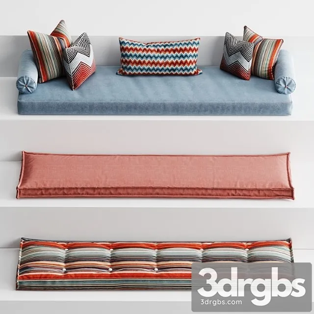 Set Of Mattresses For Windowsill 3D Model Free