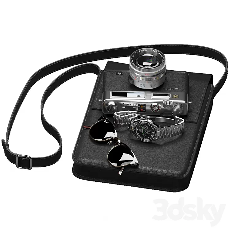 Set of men's accessories 3D Model Free