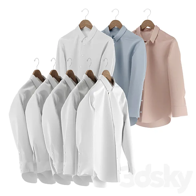 Set of men's shirts 3D Model