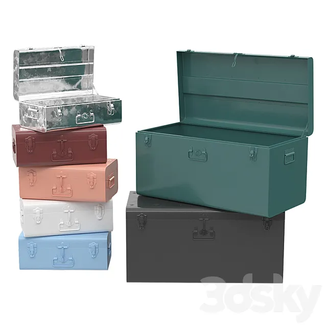 Set of metal chests Denise 3D Model