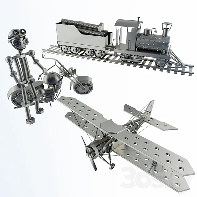 Set of metal toys 3D Model