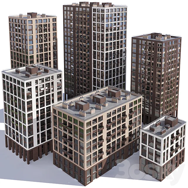 Set of multi-story buildings Free Download