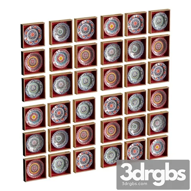 Set of oriental plates 3D Model Download