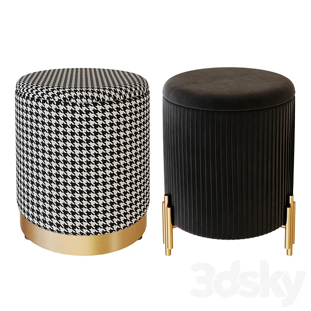 Set of ottomans 01 3D Model