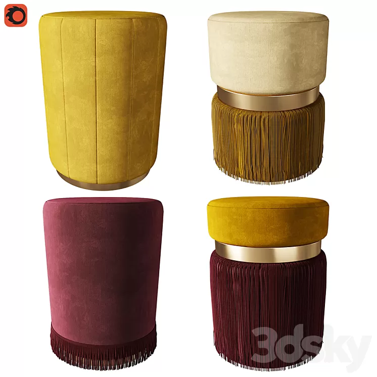 Set of ottomans 2 3D Model