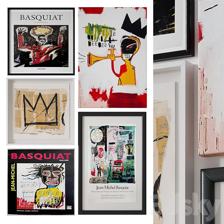 Set of paintings / Basquiat 3D Model Free