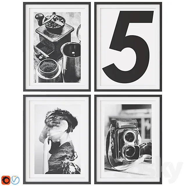 Set of paintings in the Scandinavian style 008 3D Model