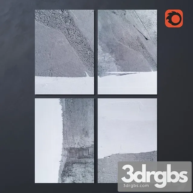 Set of paintings moonlight winter 3D Model Free