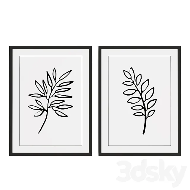 Set of pictures with plants. 3D Model