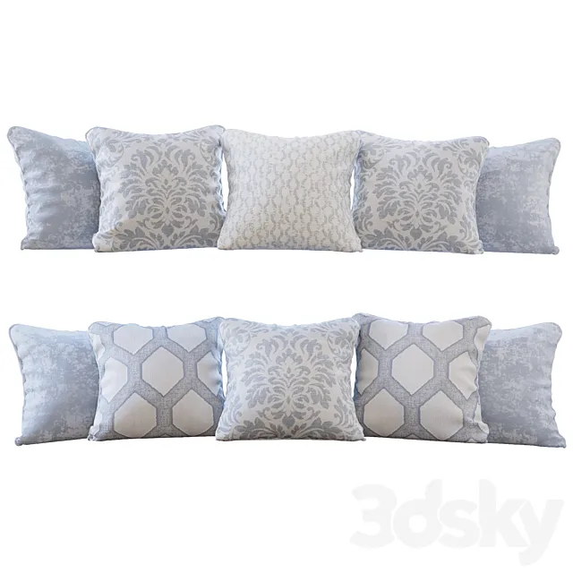Set of pillows with Jab Damasco 01 fabrics (Pillows Jab Damasco 01 YOU) 3D Model