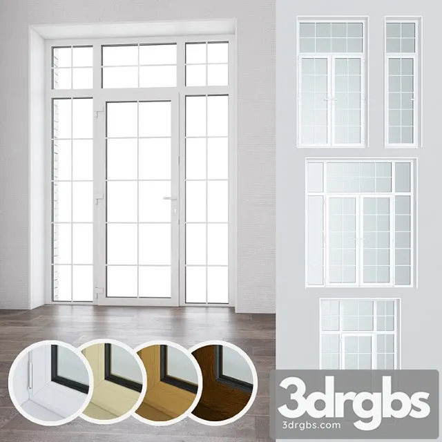 Set of plastic doors and windows 16 3D Model Free