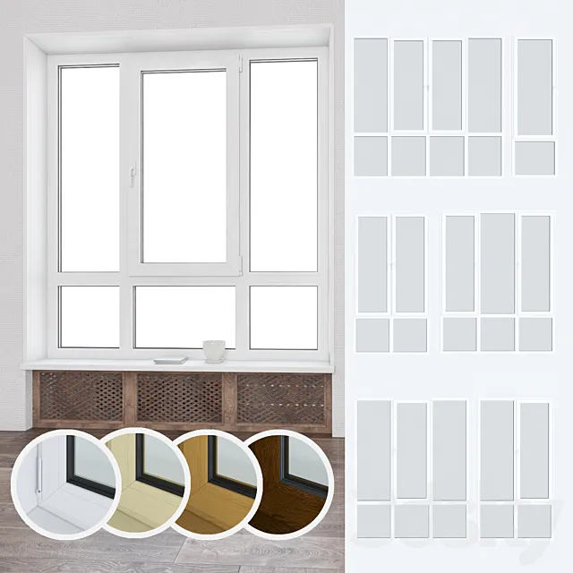 Set of plastic windows 05 3D Model