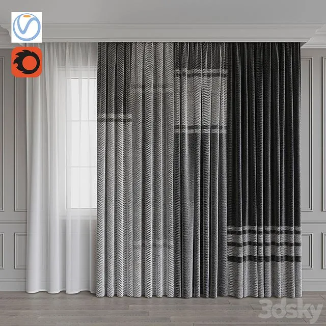 Set of portieres 31. Gray scale 3D Model