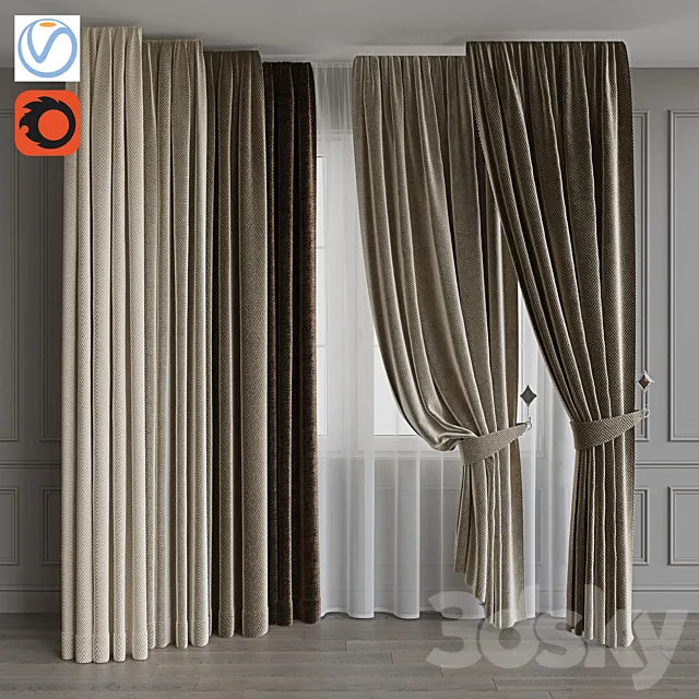 Set of portieres 34. Beige scale 3D Model