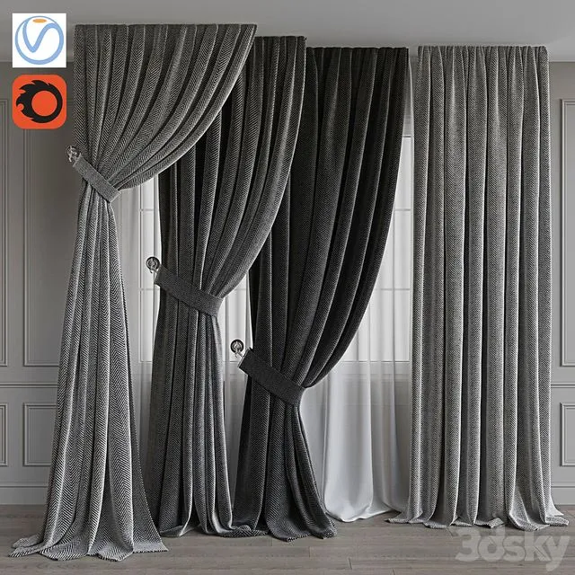 Set of portieres 38. Gray scale 3D Model