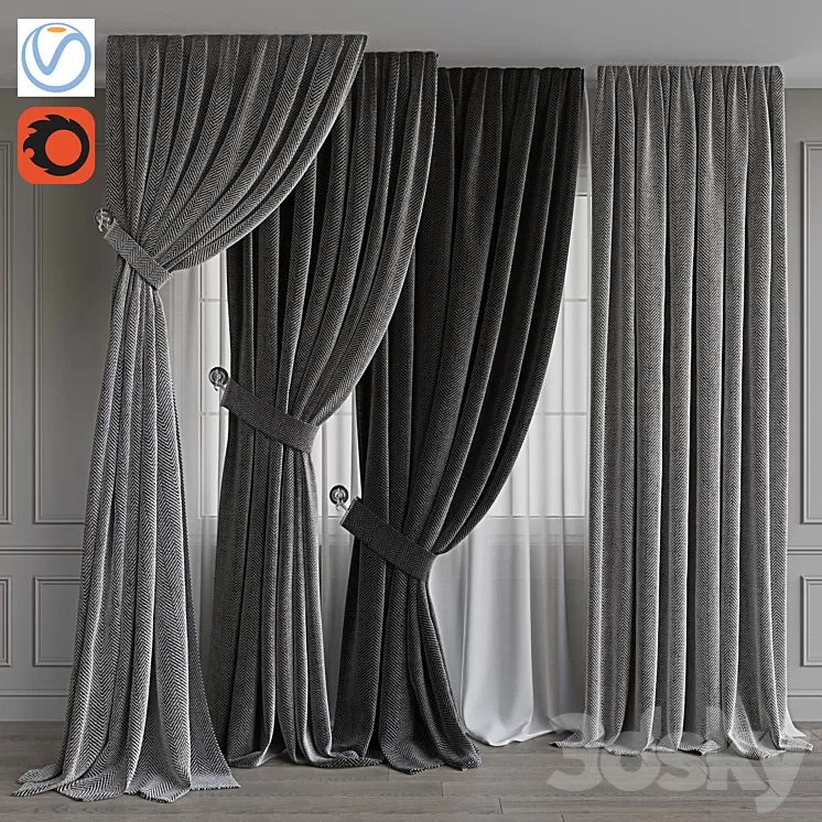 Set of portieres 38. Gray scale 3D Model
