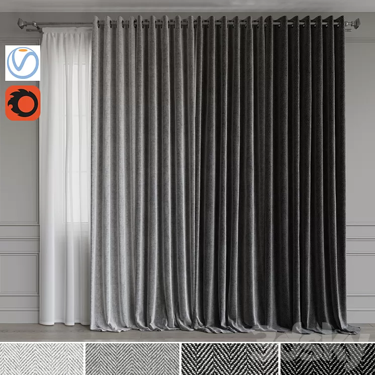 Set of portieres 42. Gray scale 3D Model