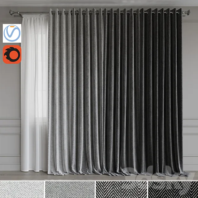 Set of portieres 42. Gray scale 3DModel