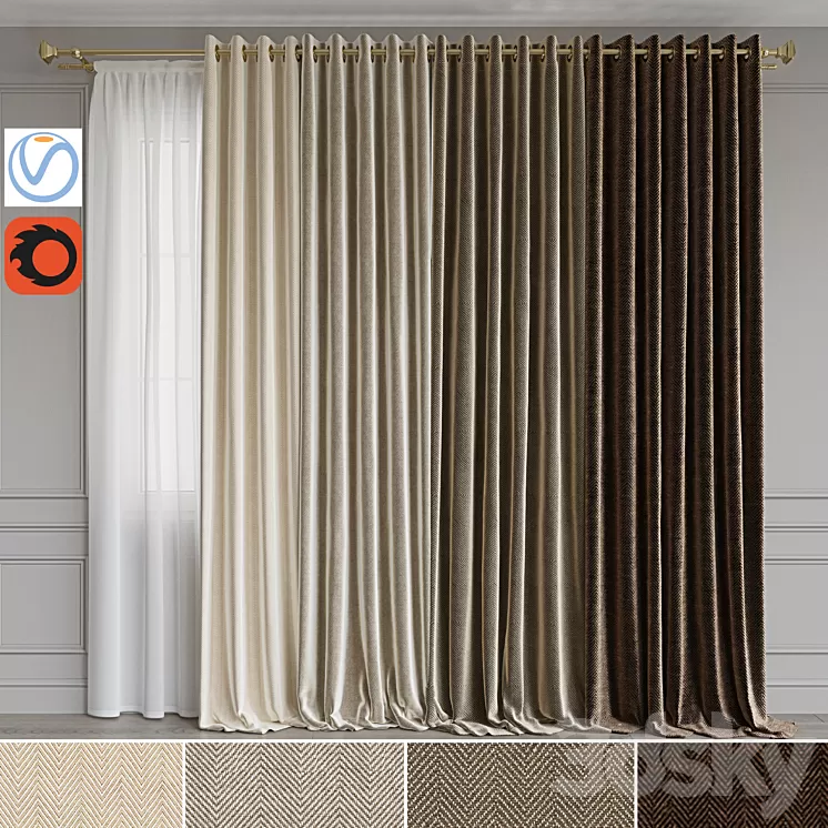 Set of portieres 43. Beige scale 3D Model