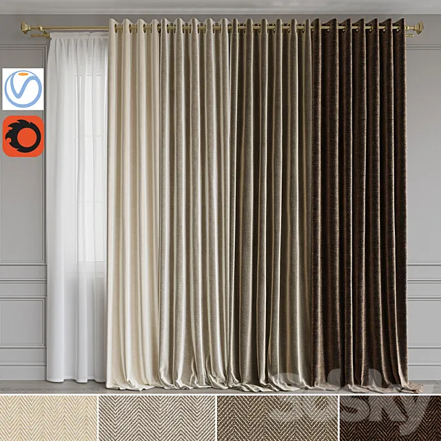 Set of portieres 43. Beige scale 3DModel