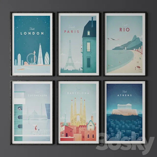 Set of posters 3D Model