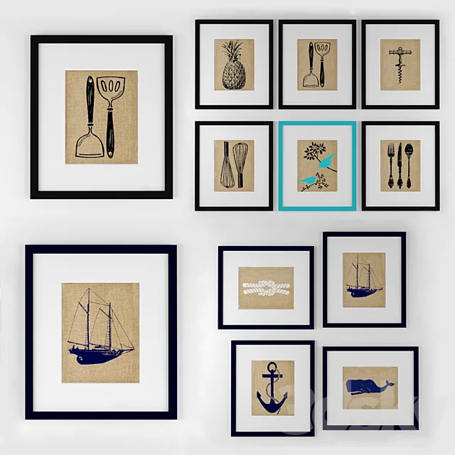 Set of posters 3D Model