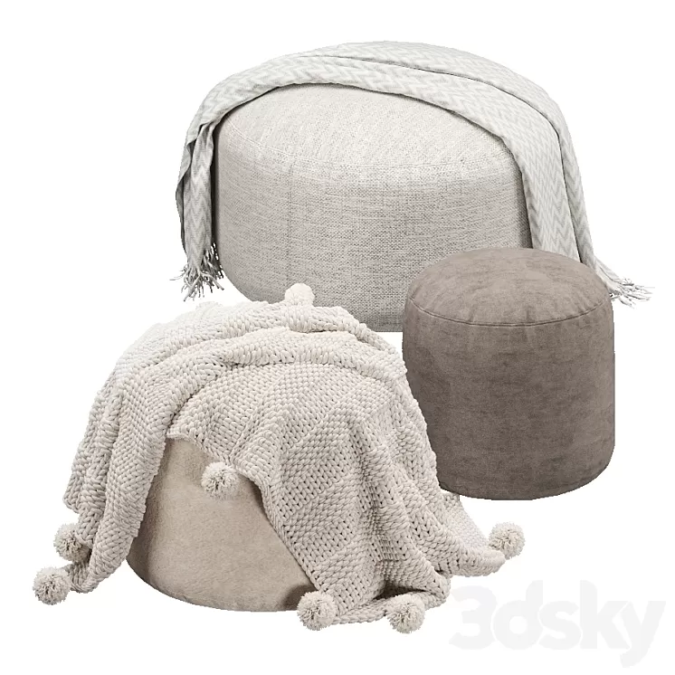Set of poufs 3D Model