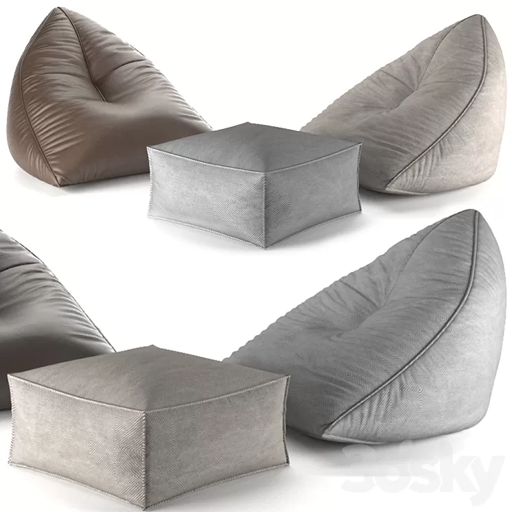 Set of poufs SAIL POUF TAUPE 3D Model