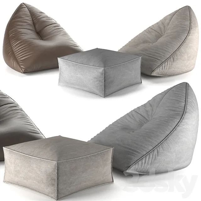 Set of poufs SAIL POUF TAUPE 3DModel