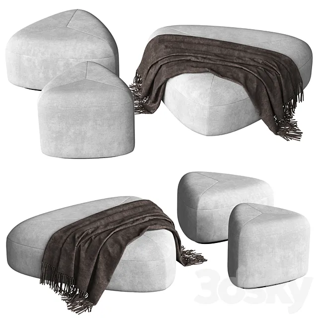 Set of poufs "Stone" 3D Model