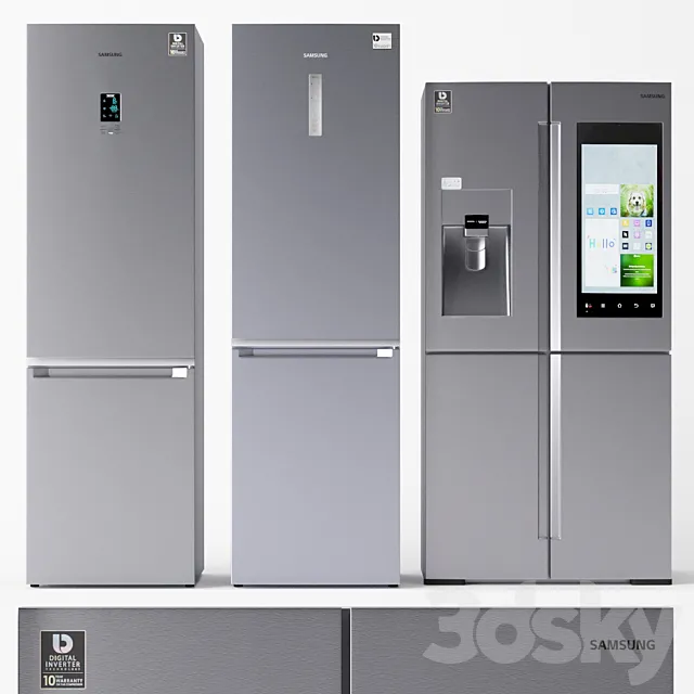Set of refrigerators Samsung 2 3D Model