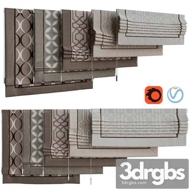 Set of Roman Blinds 12 1 3D Model Free