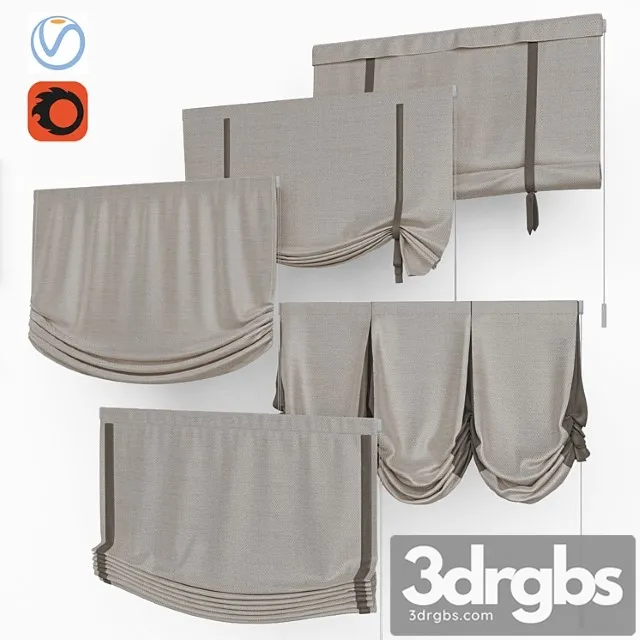 Set of roman blinds 9 3D Model Download