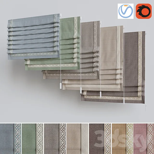 Set of Roman Curtains 1 3D Model