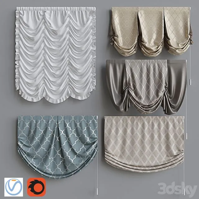 Set of Roman Curtains 4 3D Model