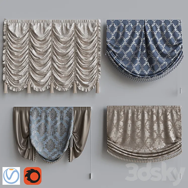 Set of Roman Curtains 5 3D Model Free