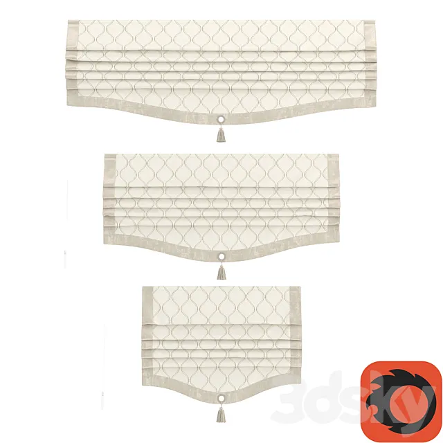 Set of Roman curtains ARISSA (pacific beige velvet) 3D Model